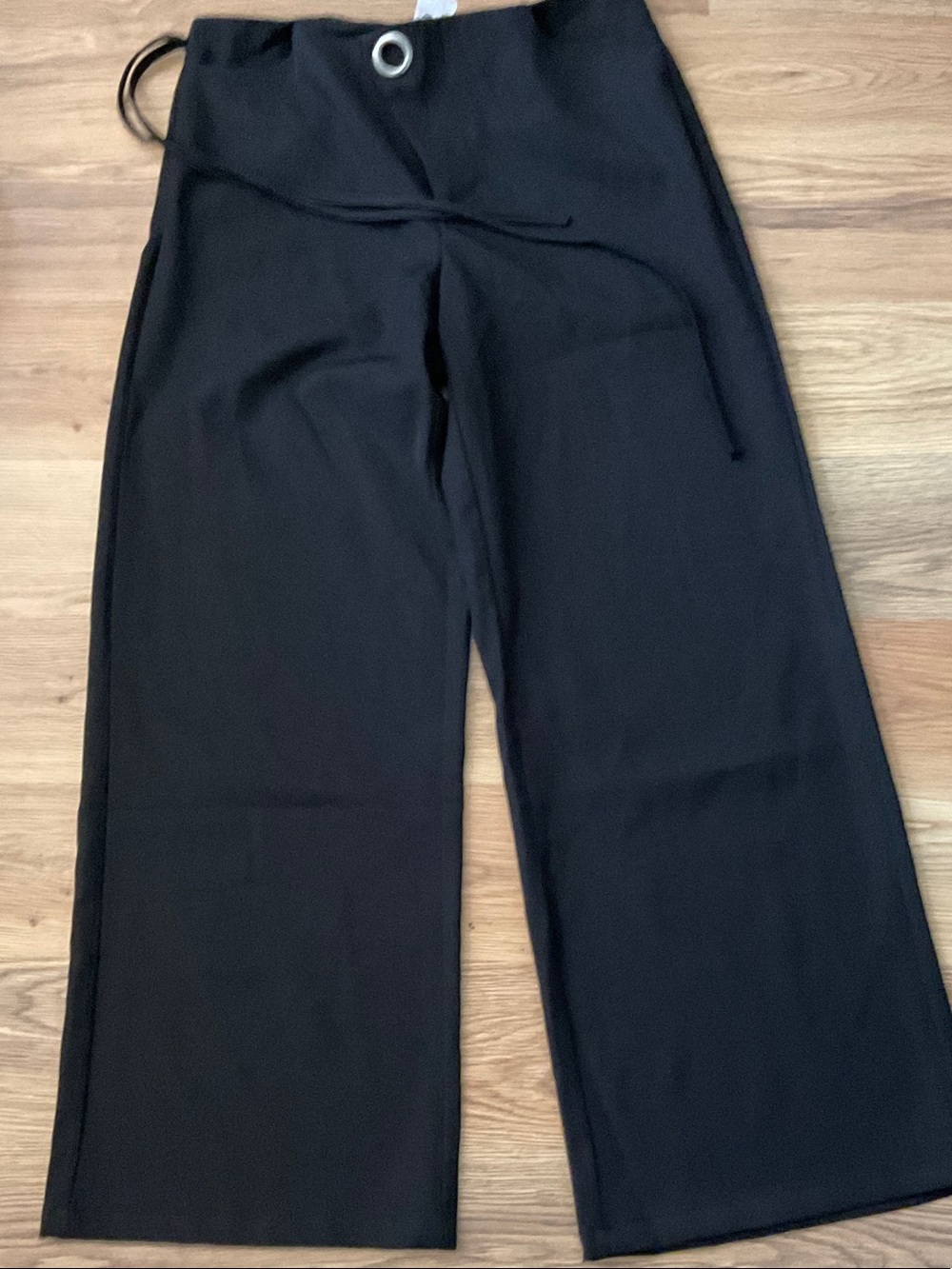Women’s Wide-Leg Black Drawstring Pants
